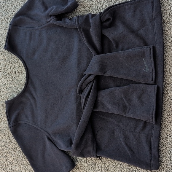 Nike Studio Front Tie Stretch Jersey Yoga Top Black Size Medium V-Back - Picture 1 of 16